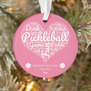 Personalised Pickleball Christmas Heart  Ornament