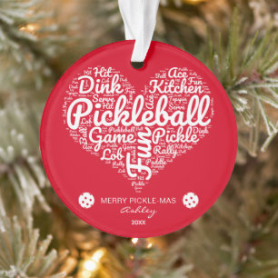  Personalised Pickleball Christmas Heart  Ornament