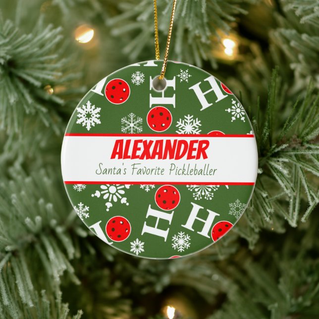 Personalised Pickleball Christmas Ho Ho Ho Ceramic Tree Decoration (Tree)