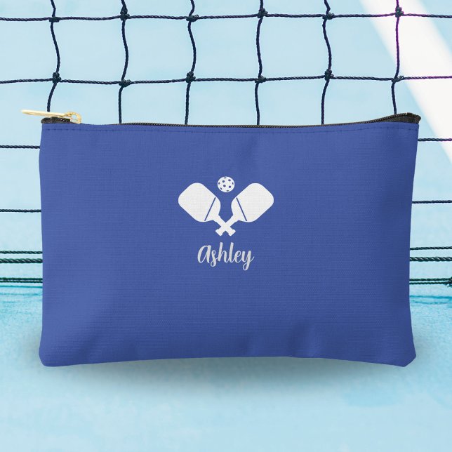Personalised Pickleball Gift Custom Name Text Blue Accessory Pouch (Creator Uploaded)