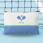 Personalised Pickleball Gift Preppy Blue Green<br><div class="desc">This super cute accessory pouch features crossed Pickleball Paddles,  a ball and your custom text.  Perfect for make up,  toiletries,  jewellery and pickleball necessities. Easily change the colours to suit your style. Makes an awesome gift for your pickleball bestie,  coach,  mum and of course yourself!</div>