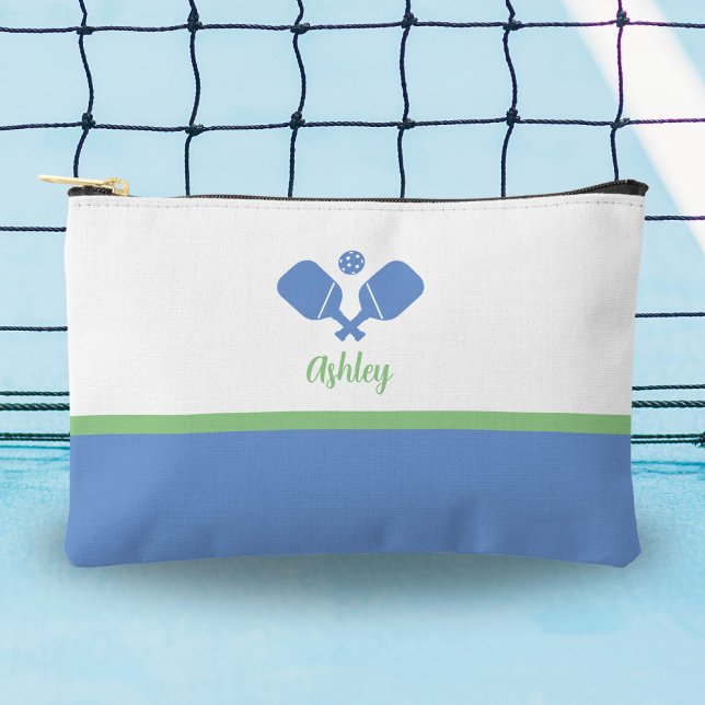 Personalised Pickleball Gift Preppy Blue Green  Accessory Pouch (Creator Uploaded)