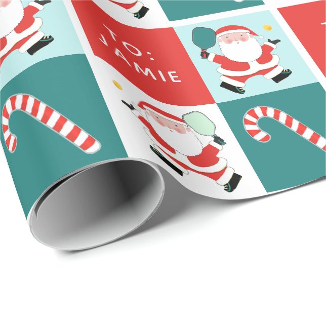 Personalised Pickleball Holiday Gift Wrapping Paper (Roll Corner)