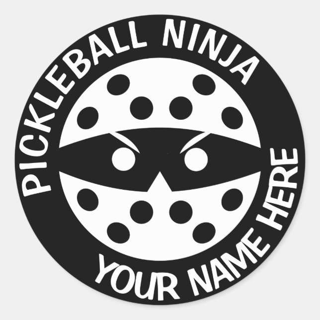 Personalised  Pickleball ninja Classic Round Sticker (Front)