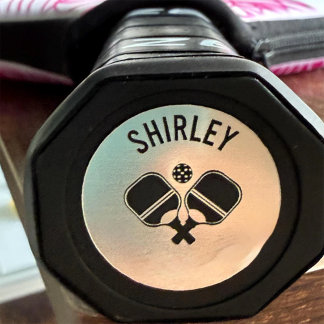 Personalised Pickleball Paddle Butt Name Cap Classic Round Sticker