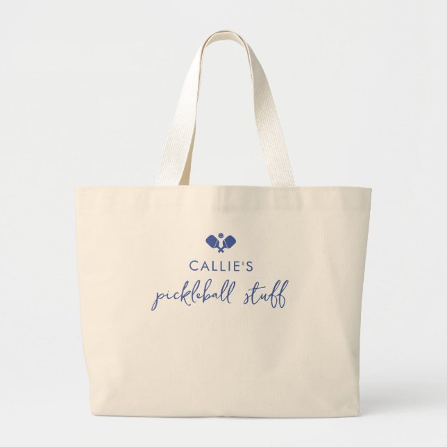 Personalised Pickleball Player Name Custom  Large Tote Bag (Front)