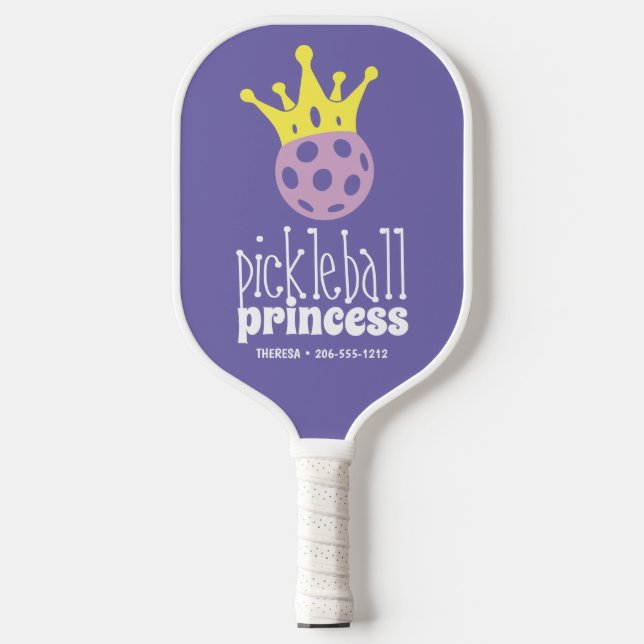 Personalised Pickleball Princess Purple Paddle (Front)