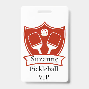 Personalised Pickleball Red VIP  ID Badge