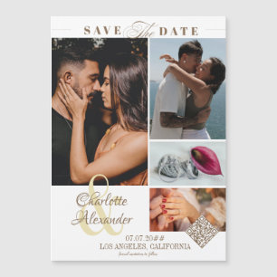 Personalised Picture 4 Photo Collage Save the Date Magnetic Invitation