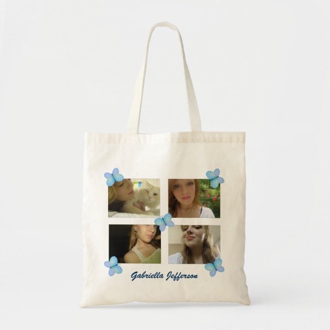Personalised Picture Collage: Butterfly Tote Bag (Front)