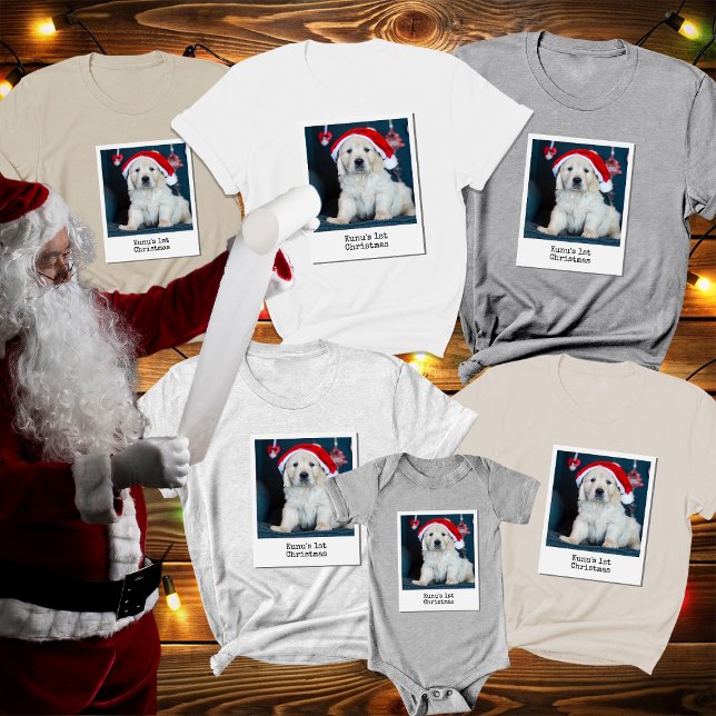 Personalised Picture Dog's First Christmas Vintage T-Shirt (Creator Uploaded)