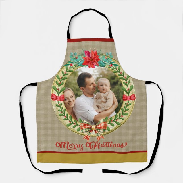 Personalised Picture Frame and Christmas Wreath  Apron (Front)