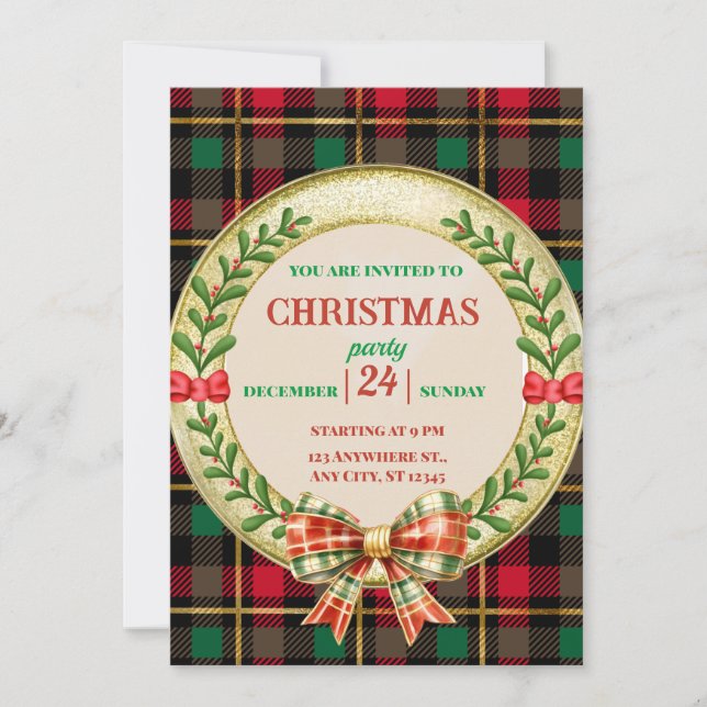 Personalised Picture Frame and Christmas Wreath Invitation (Front)