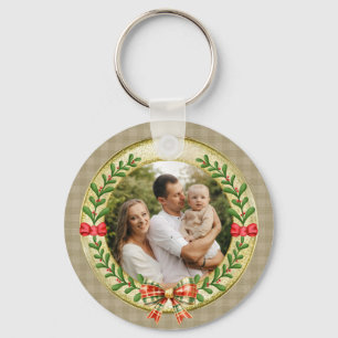 Personalised Picture Frame and Christmas Wreath Key Ring