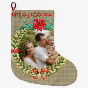 Personalised Picture Frame and Christmas Wreath  Large Christmas Stocking