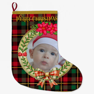 Personalised Picture Frame and Christmas Wreath Large Christmas Stocking