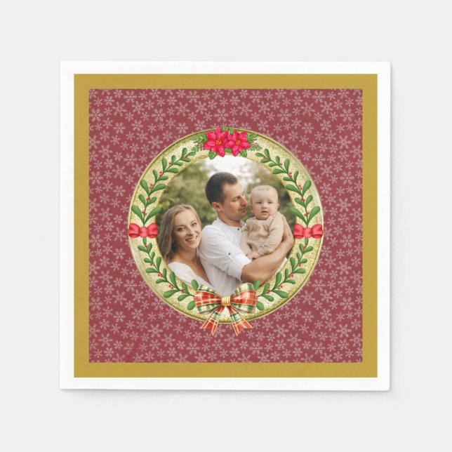 Personalised Picture Frame and Christmas Wreath  Napkin (Front)
