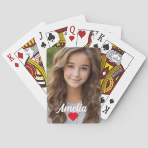 Personalised picture modern script Name love Playing Cards