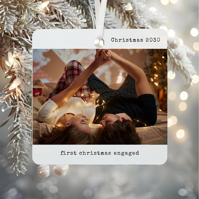 Personalised Picture Our First Christmas Engaged Metal Tree Decoration (Creator Uploaded)