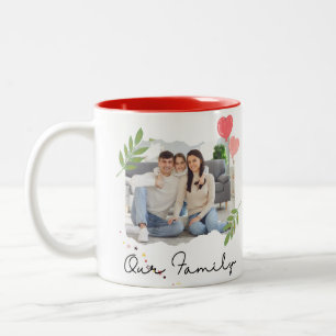 Personalised Picture Template Elegant Script red  Two-Tone Coffee Mug