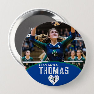 Personalised Picture Volleyball Player Name Number 10 Cm Round Badge