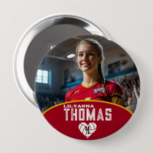 Personalised Picture Volleyball Player Name Number 10 Cm Round Badge