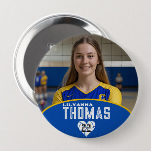 Personalised Picture Volleyball Player Name Number 10 Cm Round Badge