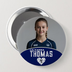 Personalised Picture Volleyball Player Name Number 10 Cm Round Badge