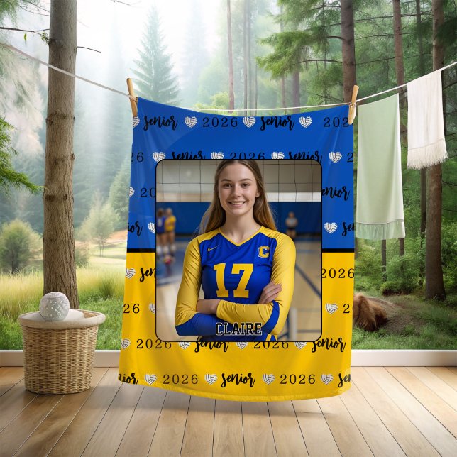 Personalised Picture Volleyball Senior Graduation  Fleece Blanket (Creator Uploaded)
