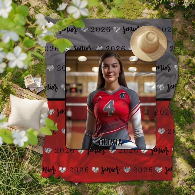 Personalised Picture Volleyball Senior Graduation  Fleece Blanket (Creator Uploaded)