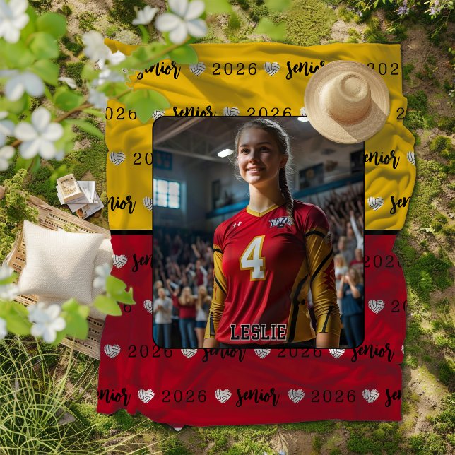 Personalised Picture Volleyball Senior Graduation Fleece Blanket (Creator Uploaded)