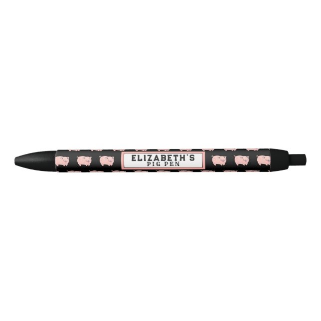 personalised pig black ink pen (Front)