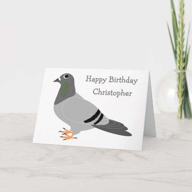 Personalised Pigeon Design Birthday Card (Front)