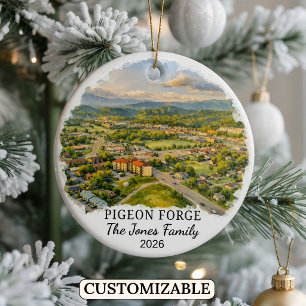 Personalised Pigeon Forge Ornament, Tennessee Ceramic Tree Decoration