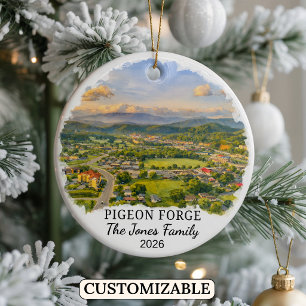 Personalised Pigeon Forge Ornament, Tennessee Ceramic Tree Decoration