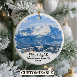 Personalised Pikes Peak Ornament, Custom Colorado Ceramic Tree Decoration