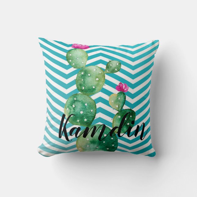 Personalised Pillow Boho Cacti Cactus Succulent Bo (Front)