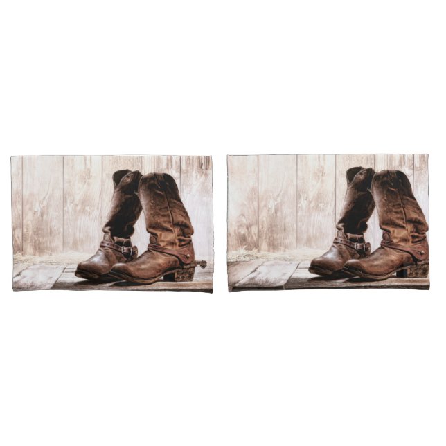 Personalised Pillow Cases boots country rustic (Front-Set)