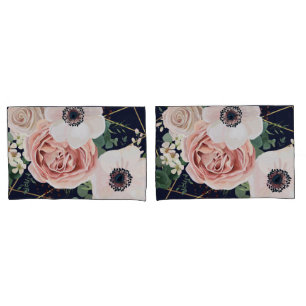 Personalised Pillow Cases Geometric Garden Navy