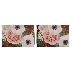 Personalised Pillow Cases Geometric Garden Rose