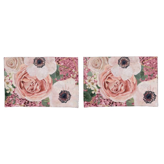 Personalised Pillow Cases Geometric Garden Rose (Front-Set)