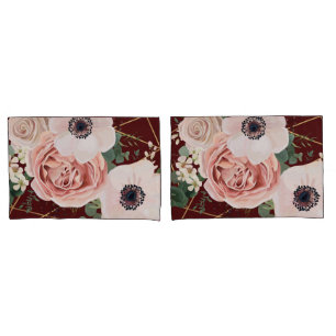 Personalised Pillow Cases Geometric Garden Wine