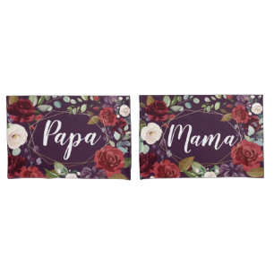 Personalised Pillow Cases Plum Purple Roses Gold G