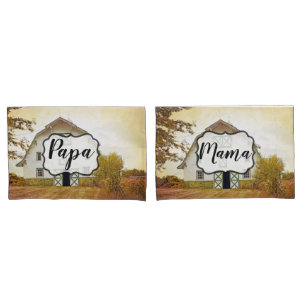 Personalised Pillow Cases Sunset Barn Country Rust