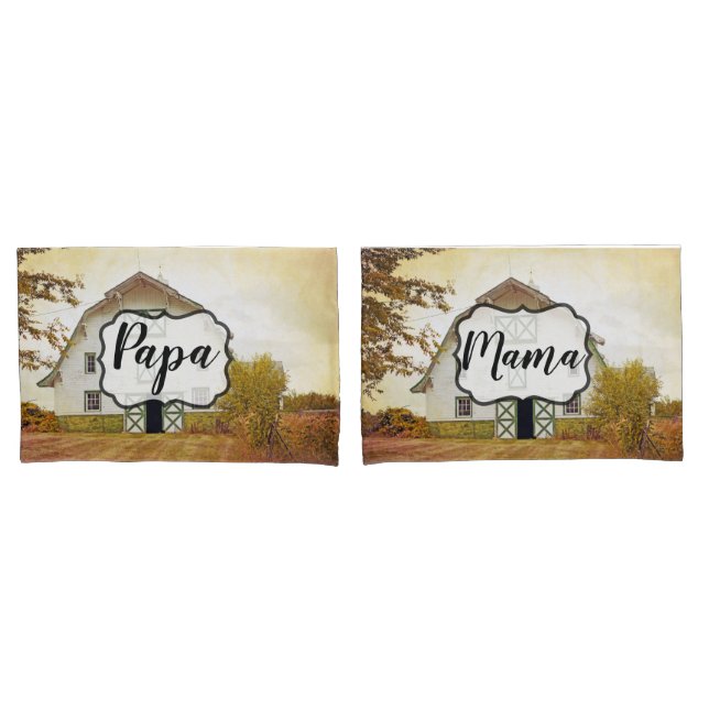 Personalised Pillow Cases Sunset Barn Country Rust (Front-Set)