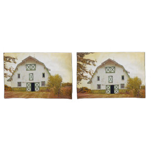 Personalised Pillow Cases Sunset Barn Country Rust