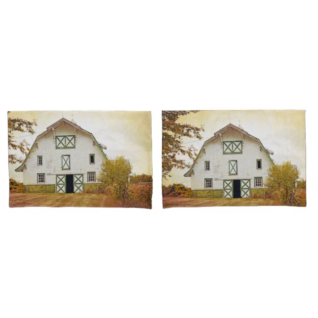 Personalised Pillow Cases Sunset Barn Country Rust (Front-Set)