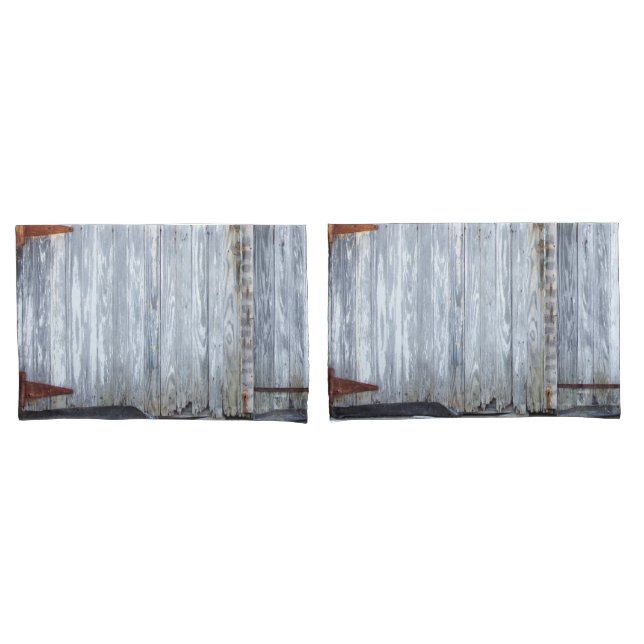 Personalised Pillow Cases White Wash Wood Barn Doo (Front-Set)