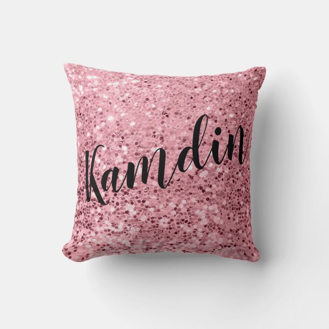 Personalised Pillow Rose Gold Glitter (Front)