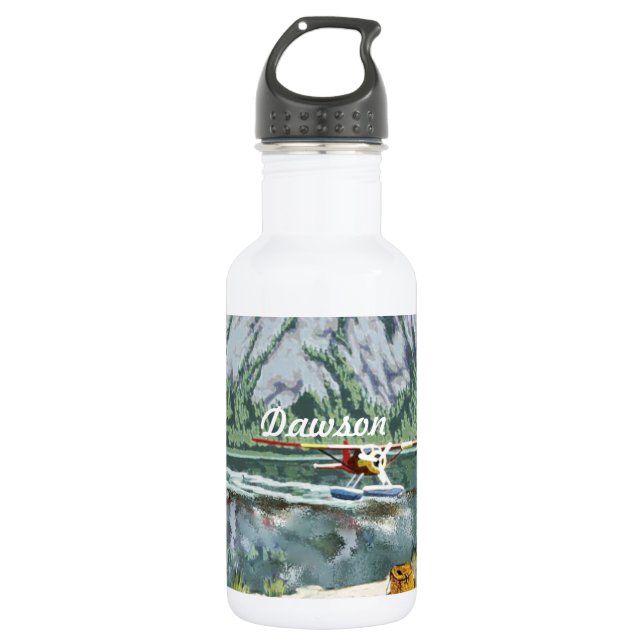 Personalised Pilot's Bush Plane 532 Ml Water Bottle (Front)